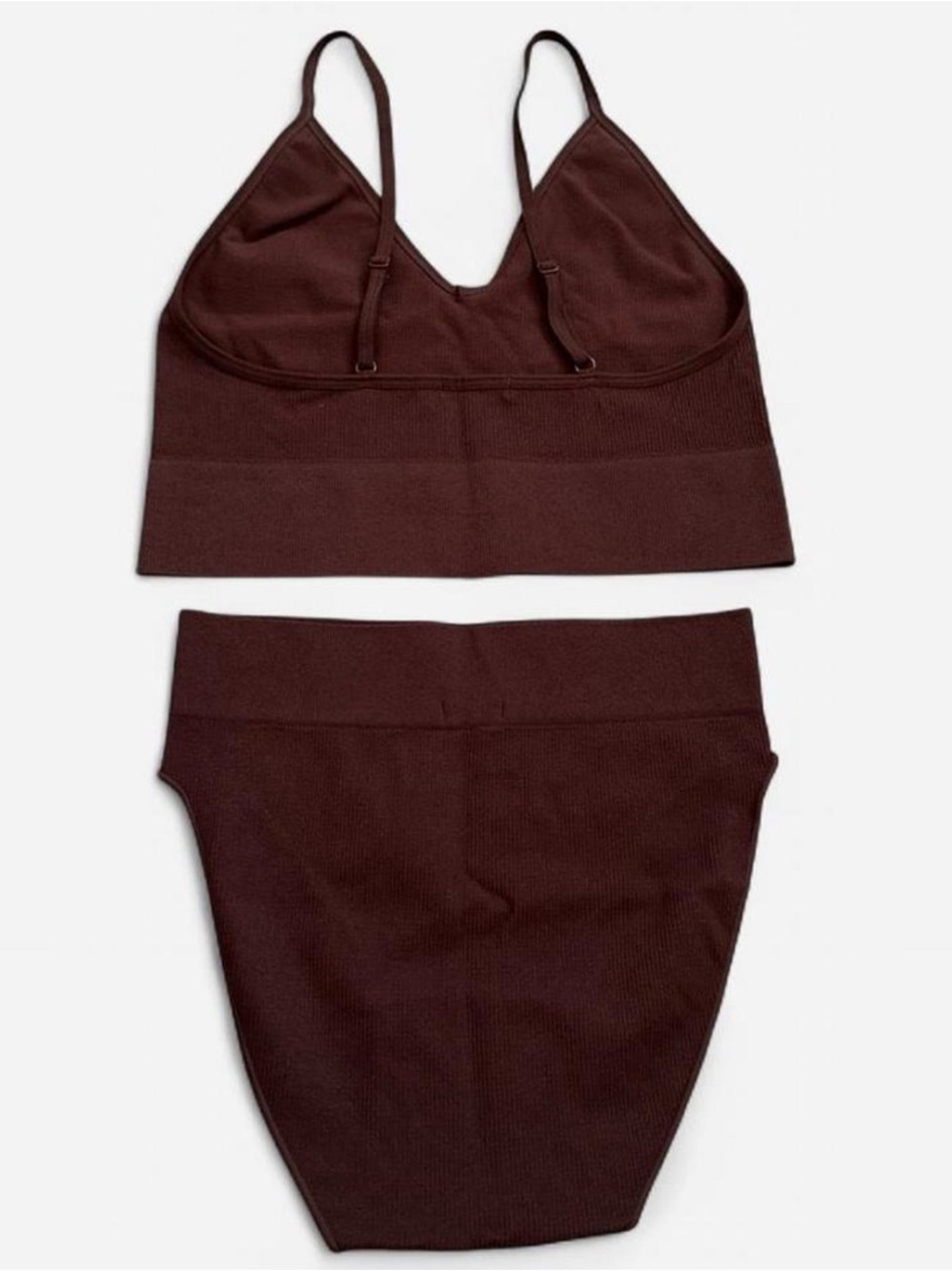 Mocha Brown Seamless Ribbed Set - Picture 7 of 11